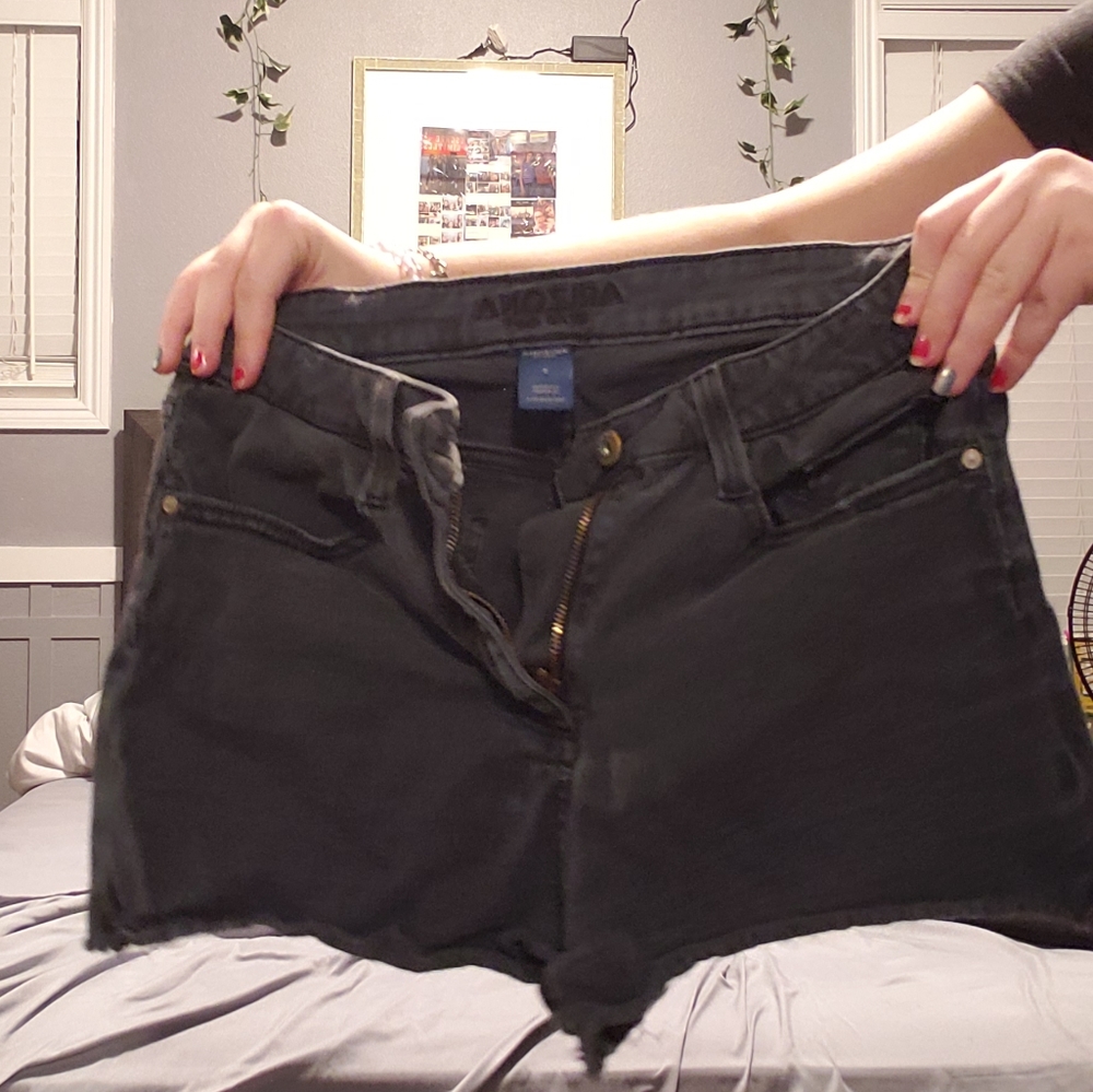 black jean shorts
